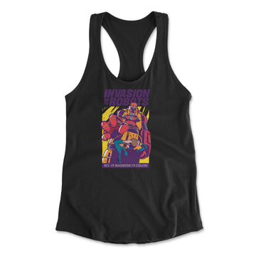 Invasion Of The Robots Womens Racerback Tank in Black color
